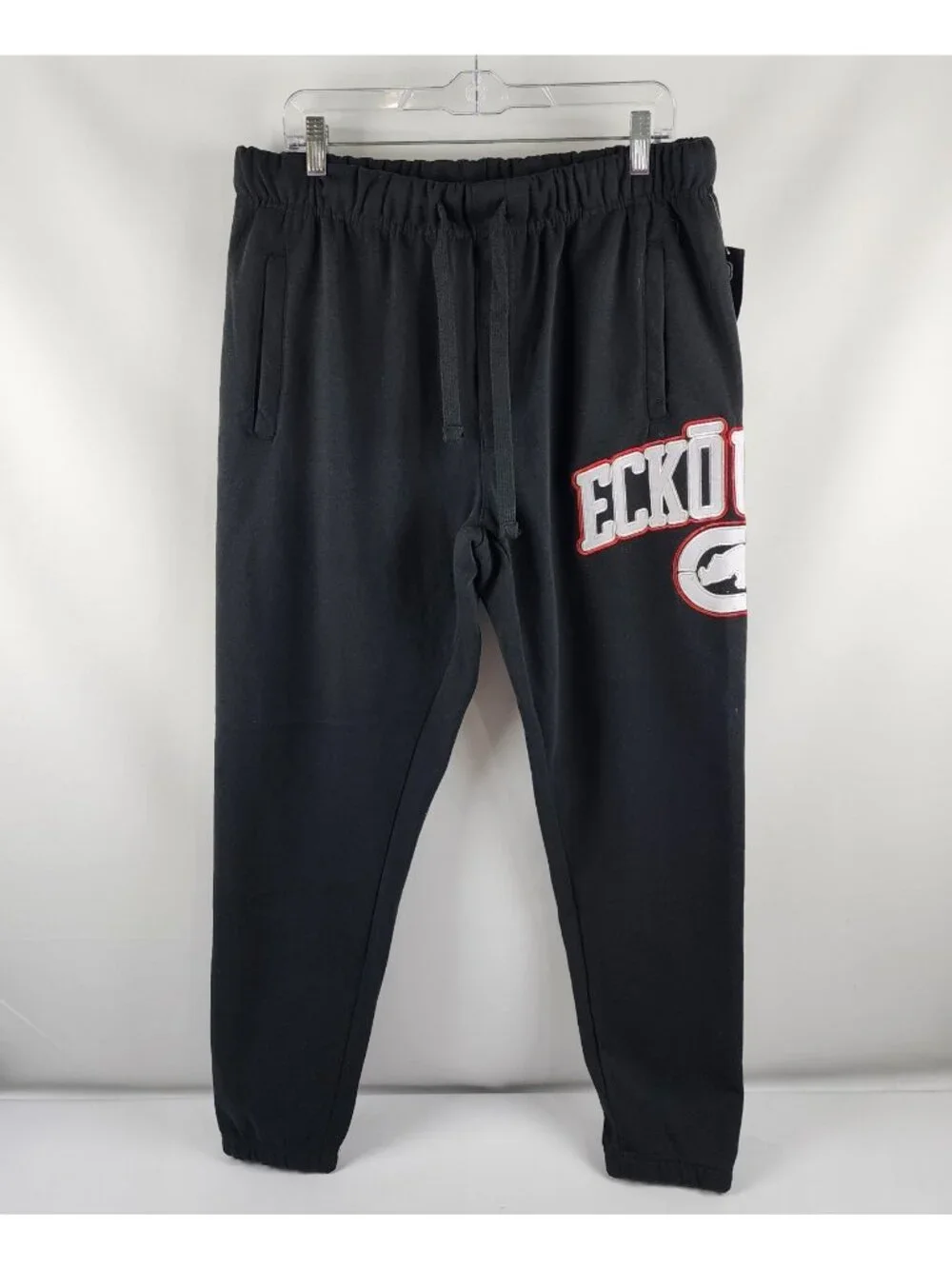 ECKO Unltd Pants Mens Large Black Embroidered Logo Joggers (34x30) NWT